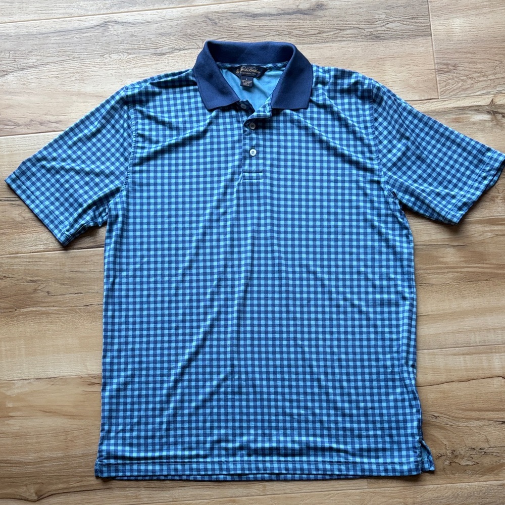 Men’s Brooks Brothers St Andrews Links Size Large Polo Shirt Checkered Blue